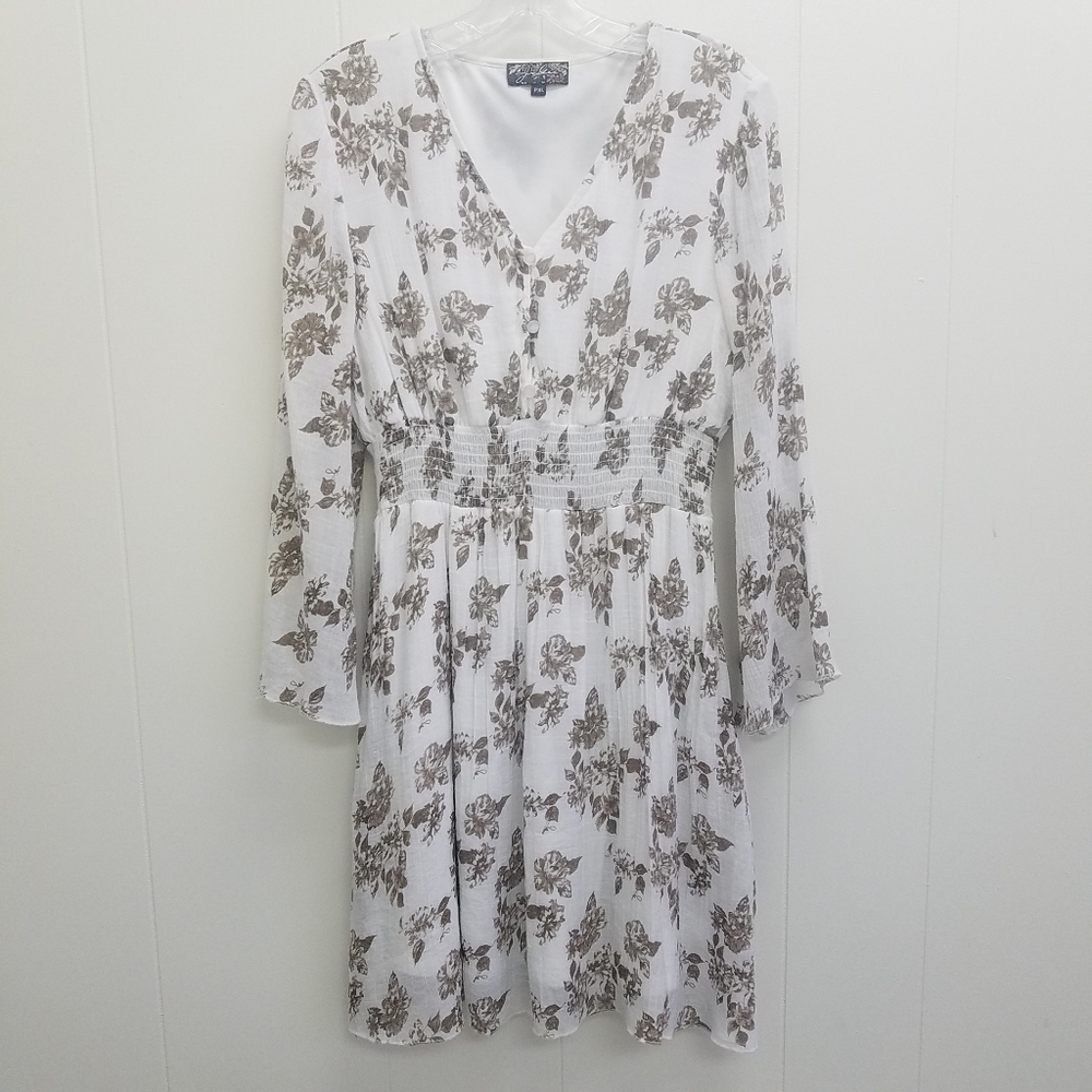 J. Gee Smocked Waist Long Sleeve Floral Dress